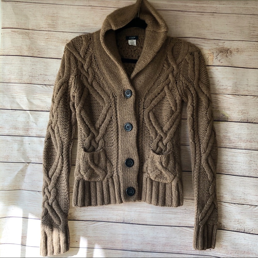 J Crew Cable Knit Button Sweater Size XS